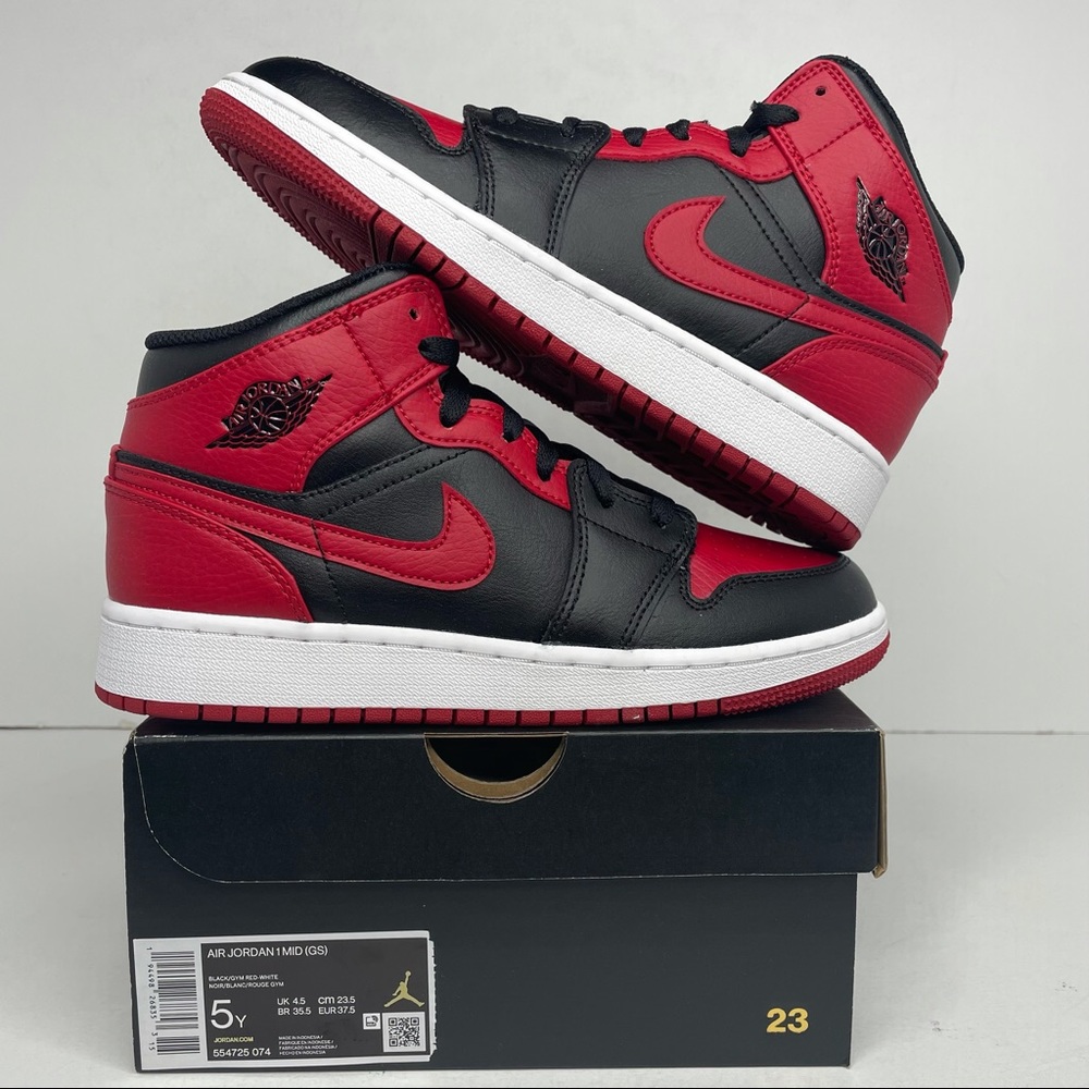 Nike Air Jordan 1 Retro Mid GS “Banned/Bred” NEW - Picture 1 of 4